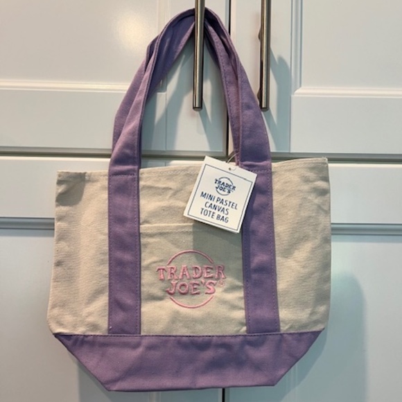 Trader Joe's Pastel Mini Canvas Tote Bag-Set of 4 - NEW w/tags-Limited E… - Picture 6 of 6